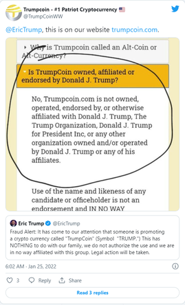 Do you know the relationship between Trump and "TrumpCoin"?  