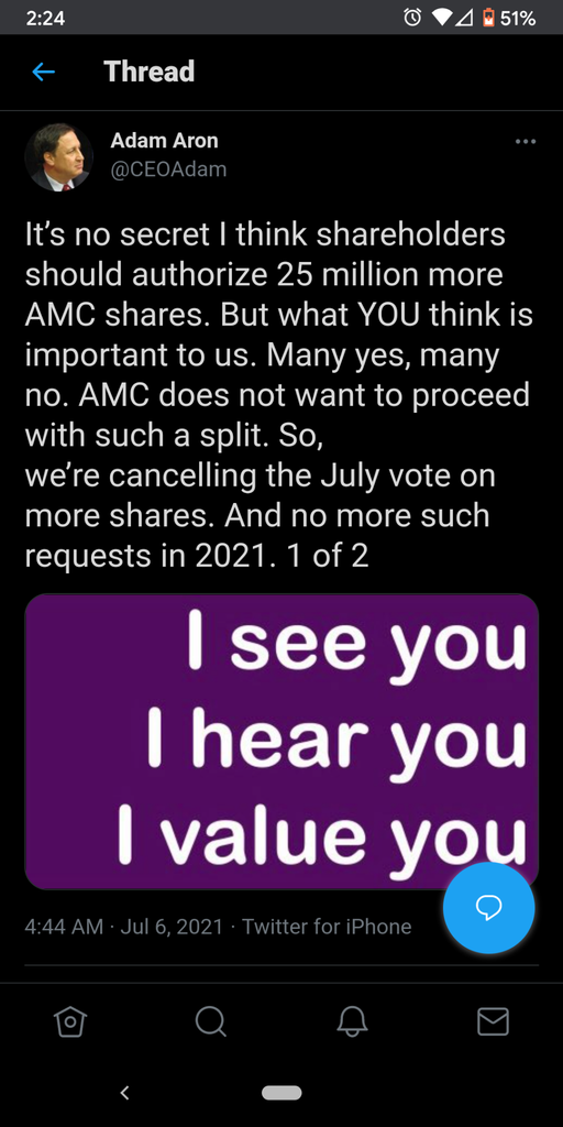 Aaron Adam says the vote for more shares is OFF  the vote.