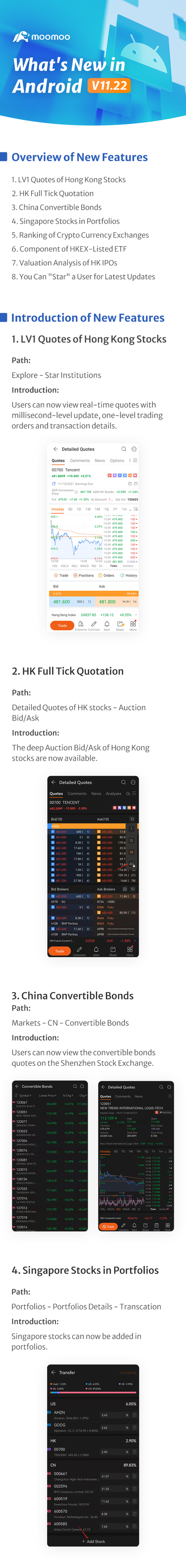 What's New: LV1 Quotes of HK Stocks And Crypto Exchanges Ranking Available in Android v11.22