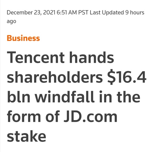 Tencent pay dividend with JD shares