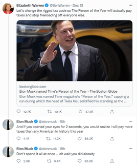 エロン・マスク対エリザベス・ウォーレンのツイッターの言葉の戦い