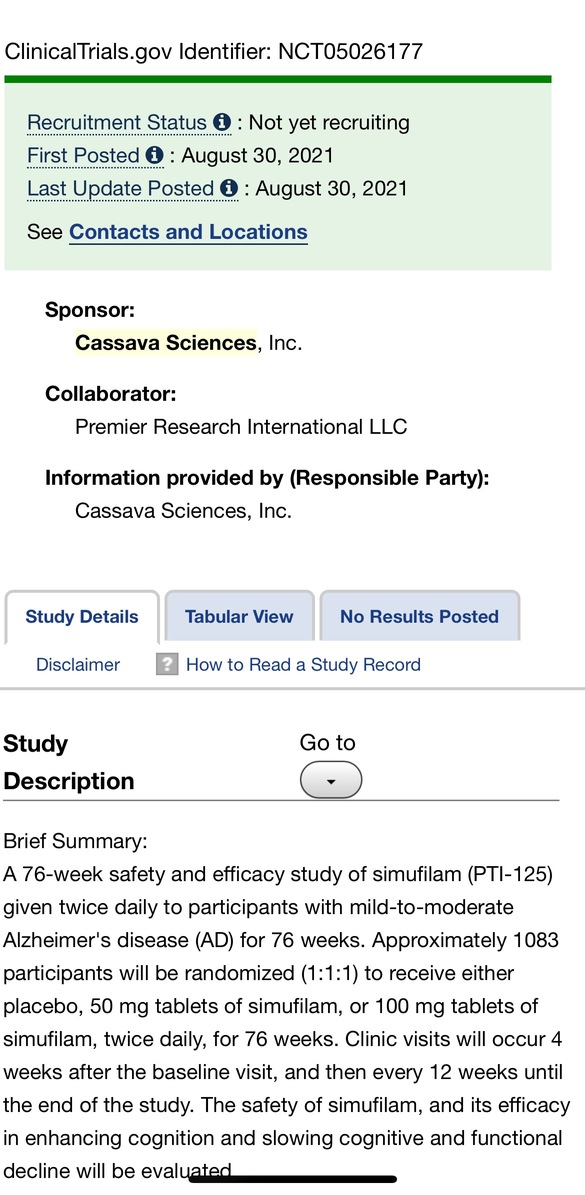 SAVA Updated Another Trial Today August 30th